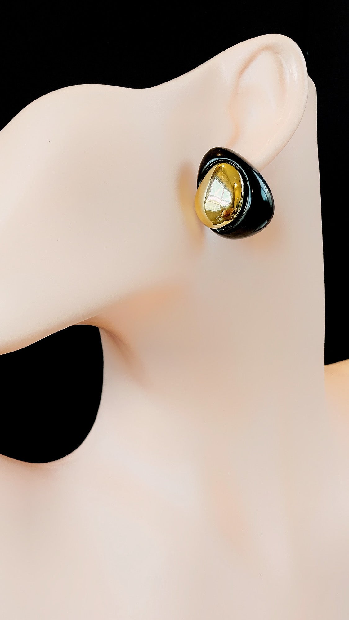 Glossy Black Enamel Organic Earring
