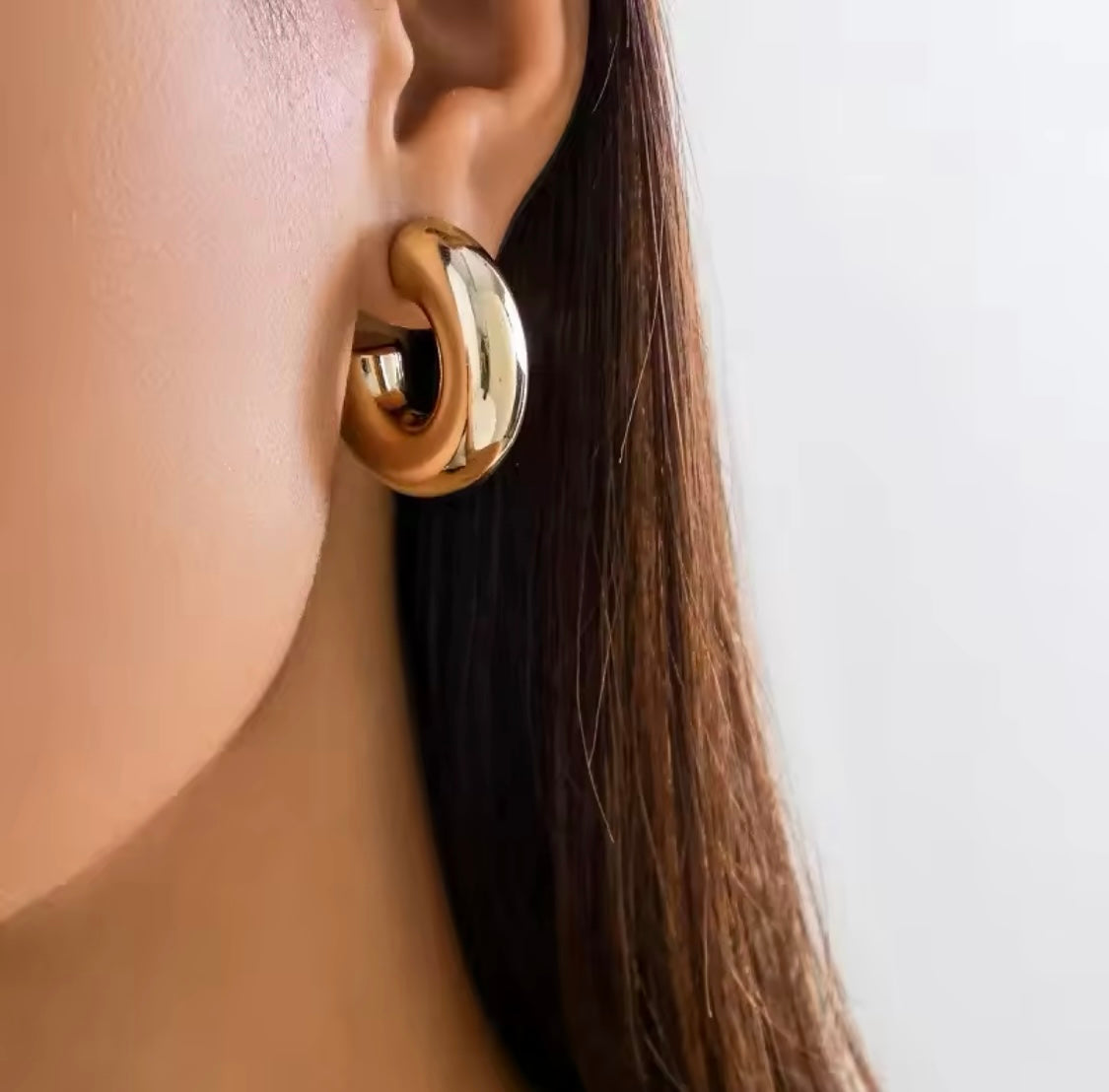 Wide Medium Tube Hoop Earring