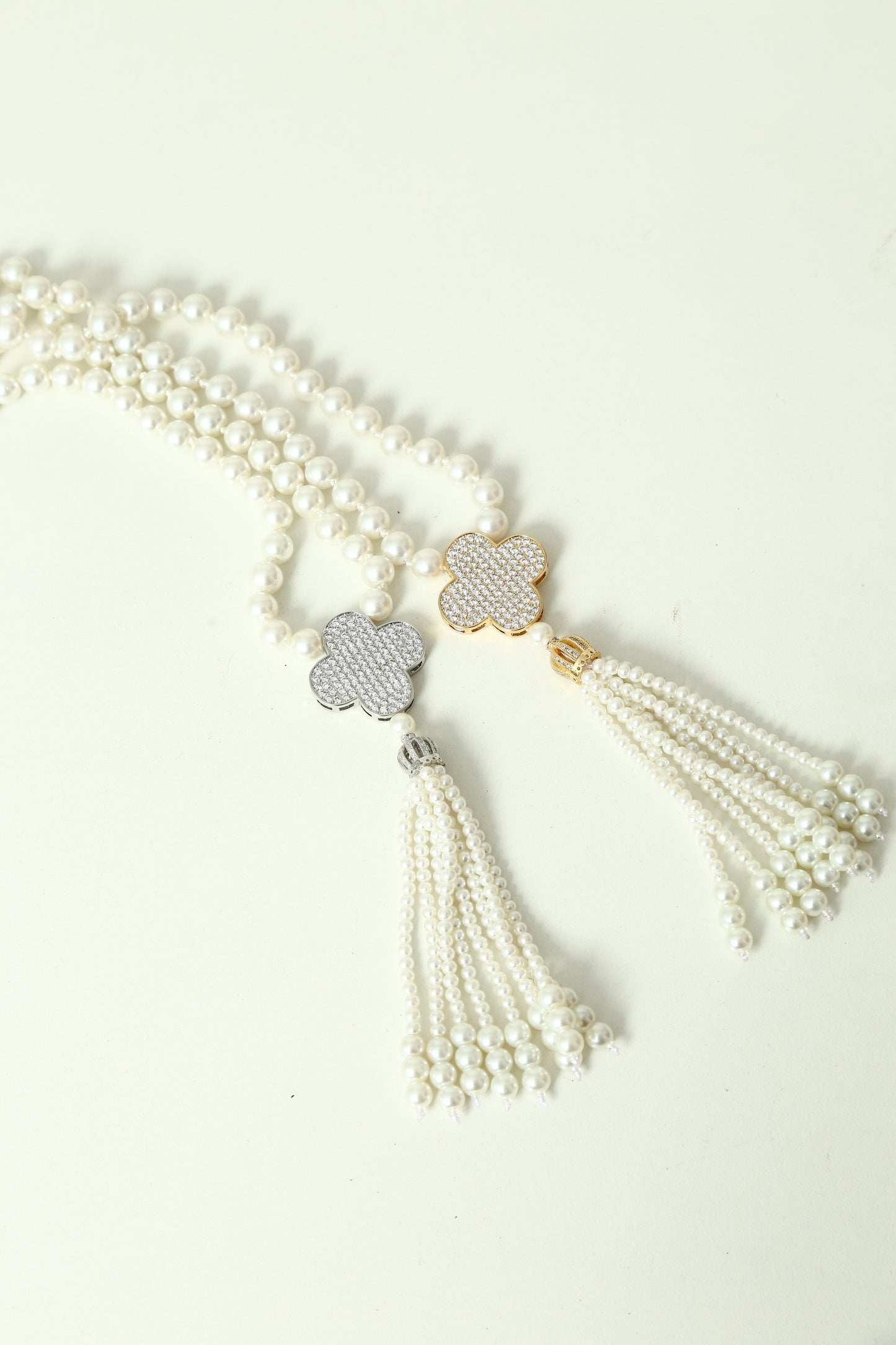 Long 8MM Shell Pearl Tassel VC Designer Flower Necklace