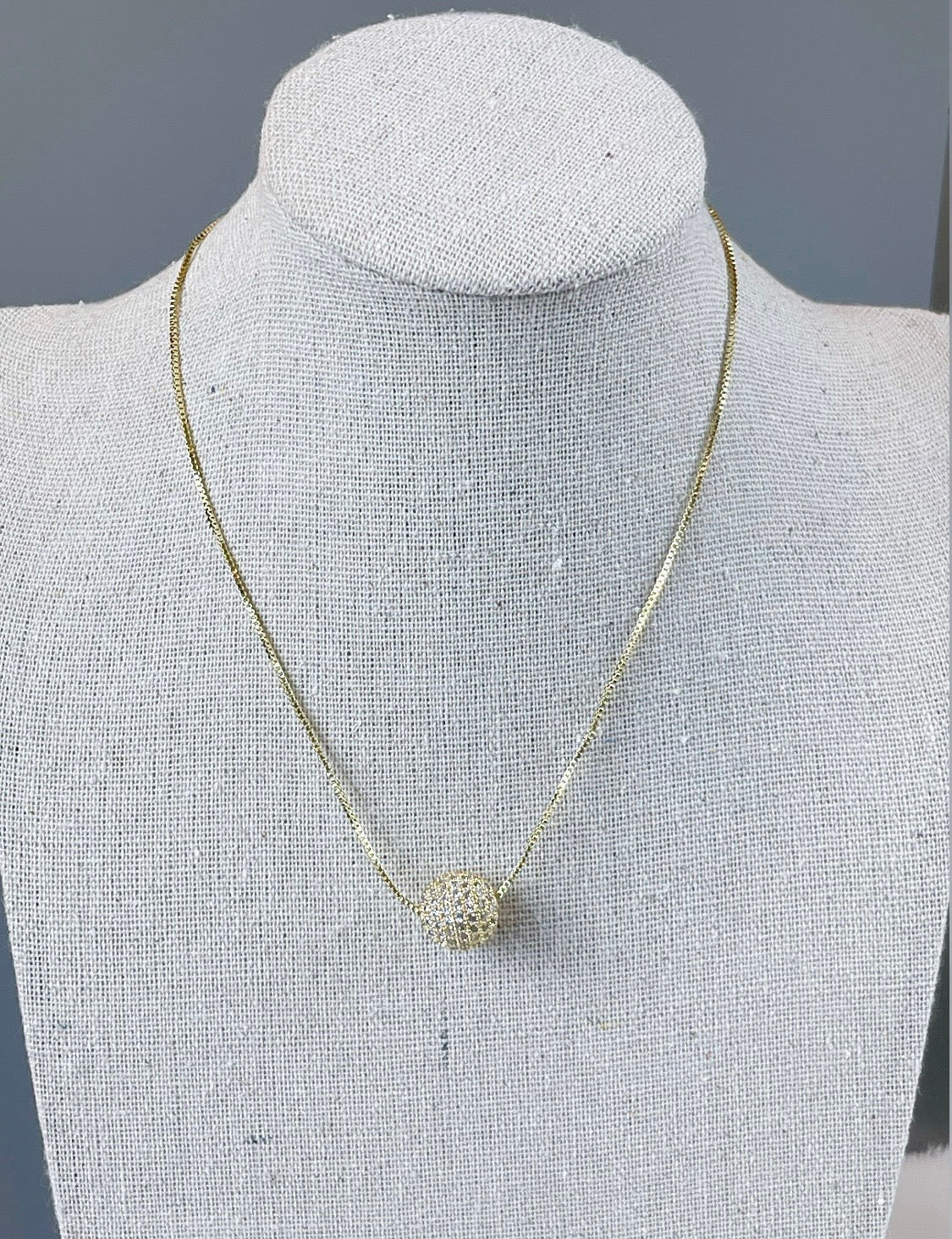 Adjusting Zirconia Ball Necklace