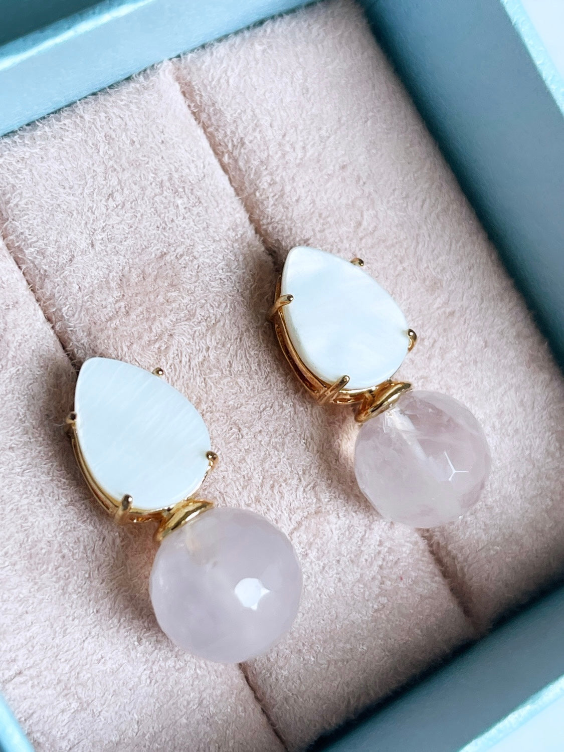 Gemstone Ball and Mother Pearl Earring
