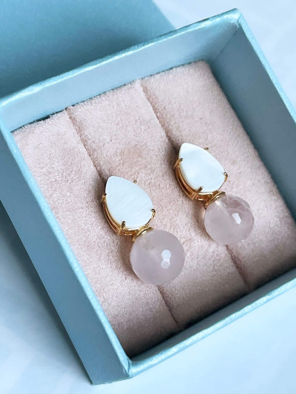 Gemstone Ball and Mother Pearl Earring