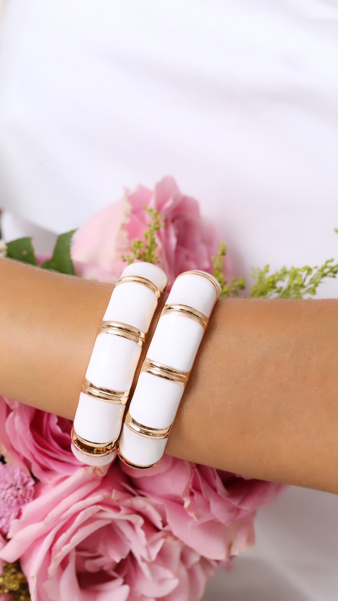Enamel White Bangle Bracelet