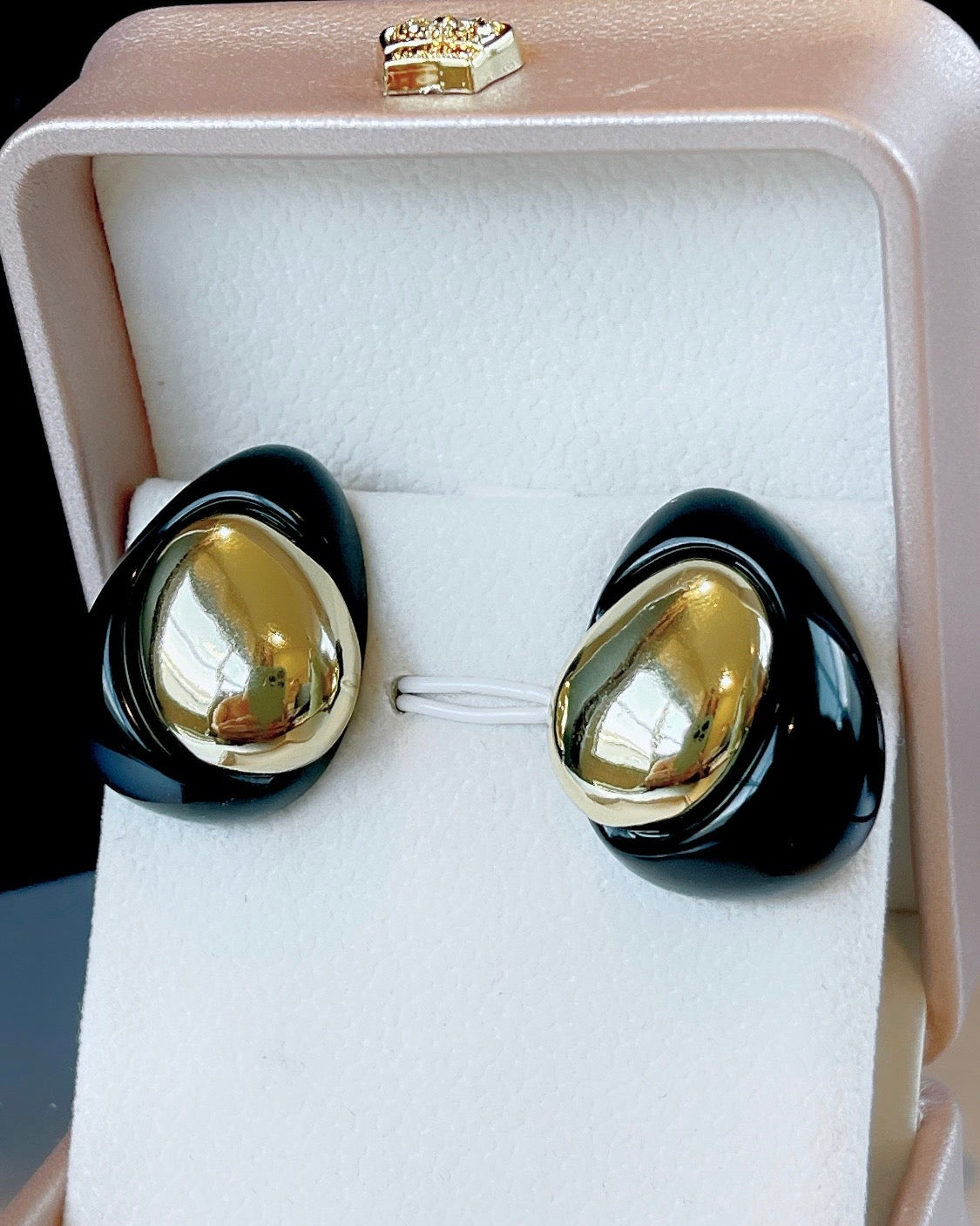 Glossy Black Enamel Organic Earring