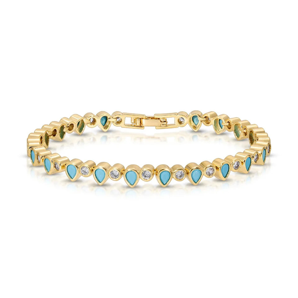 Turquoise & Diamond LabGem Riviera and Tenis Bracelet