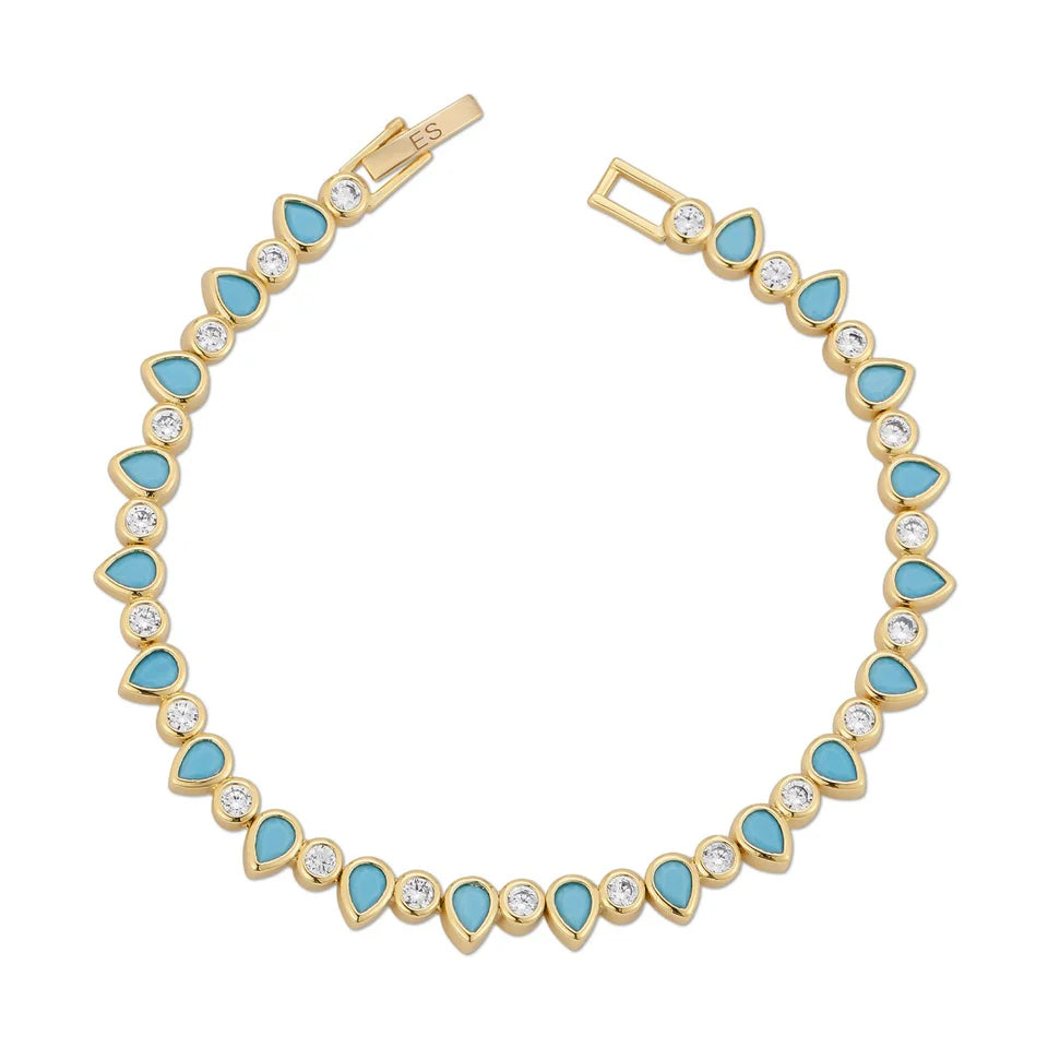 Turquoise & Diamond LabGem Riviera and Tenis Bracelet