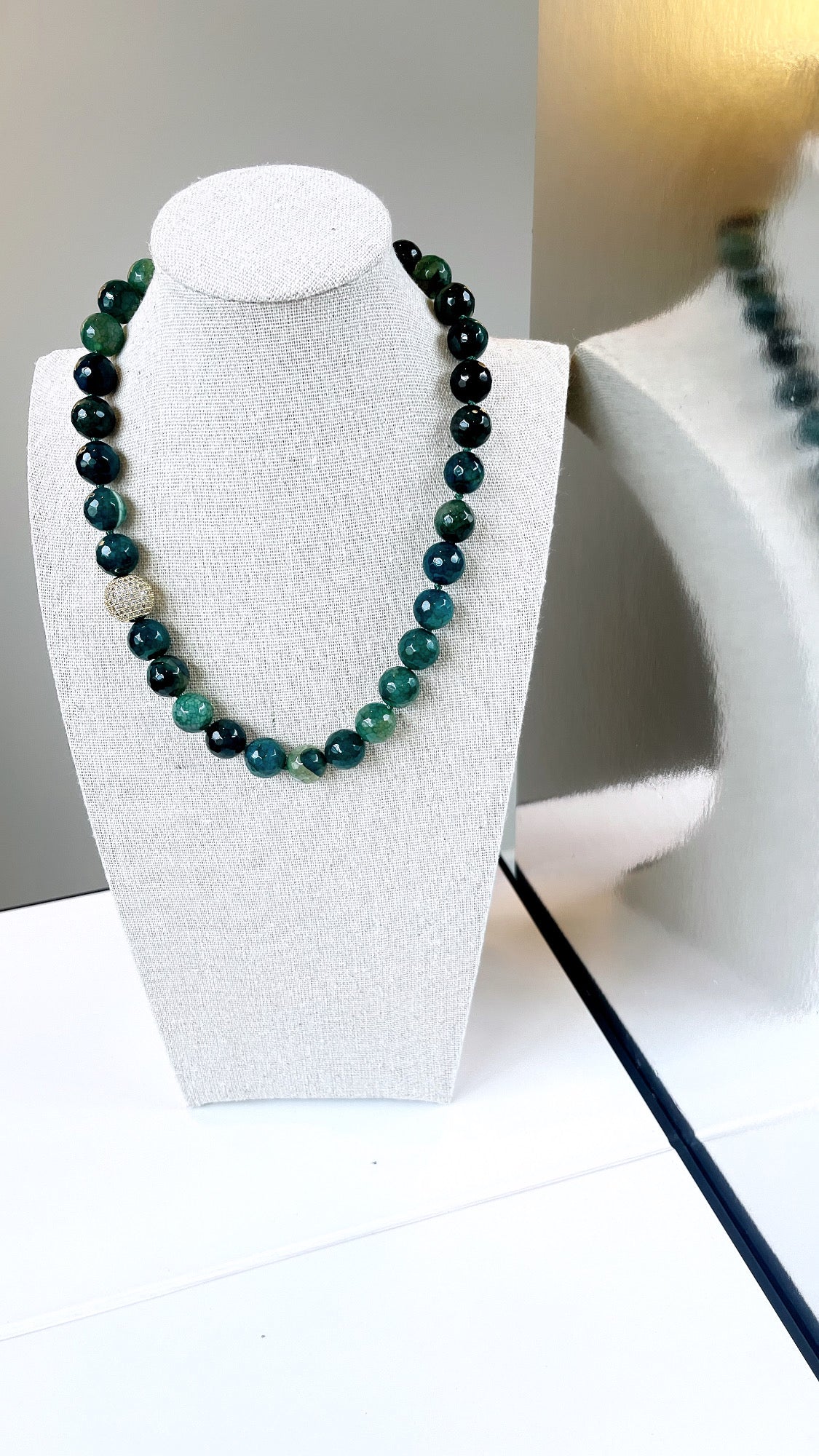 Pave Ball Agate Necklace