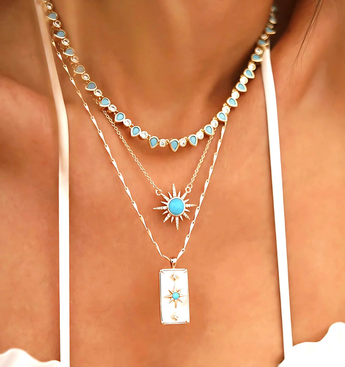Turquoise & Diamond LabGem Riviera and Tenis Bracelet