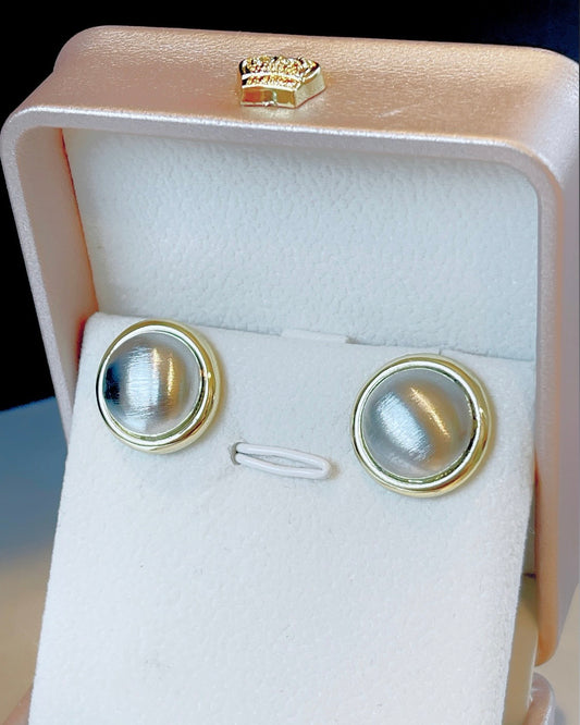 Small Mix Metal Satin Button Earring