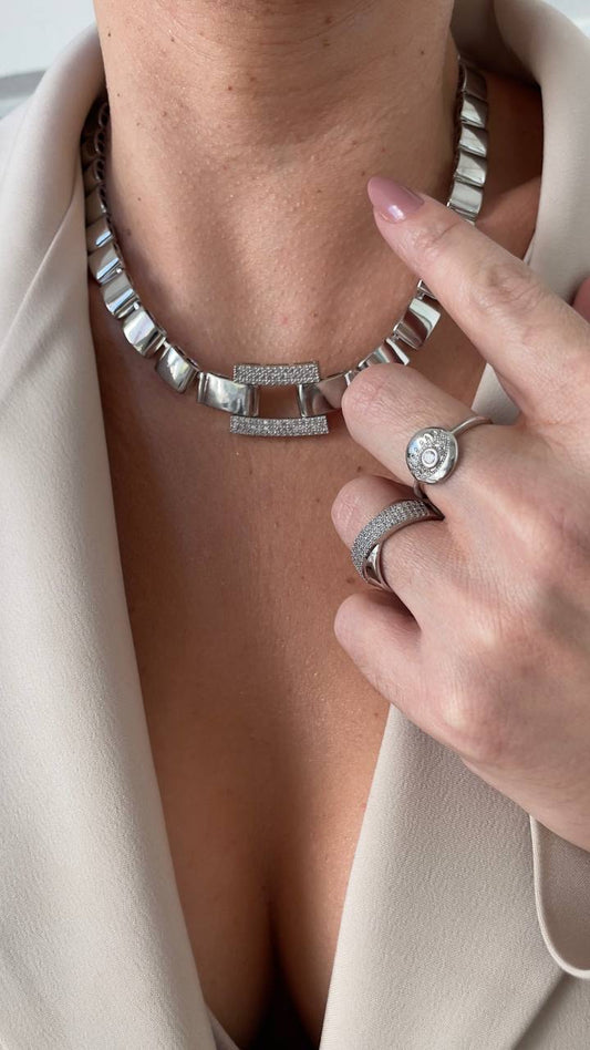 Lux Pave X Rhodium Ring