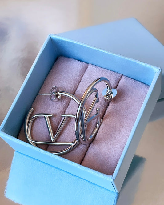 Inspiration Rhodium V Designer Hoop