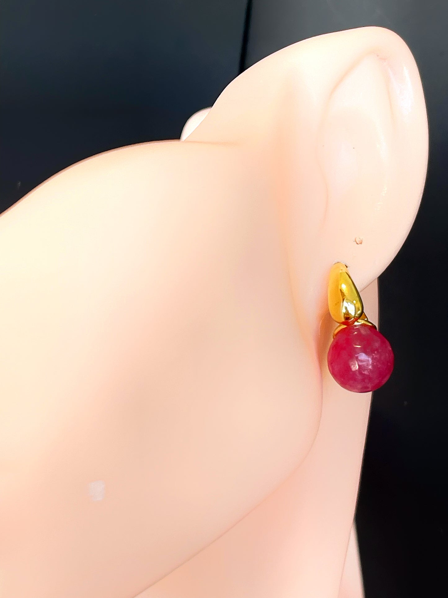 12MM Ball GemStone Earring Hoop