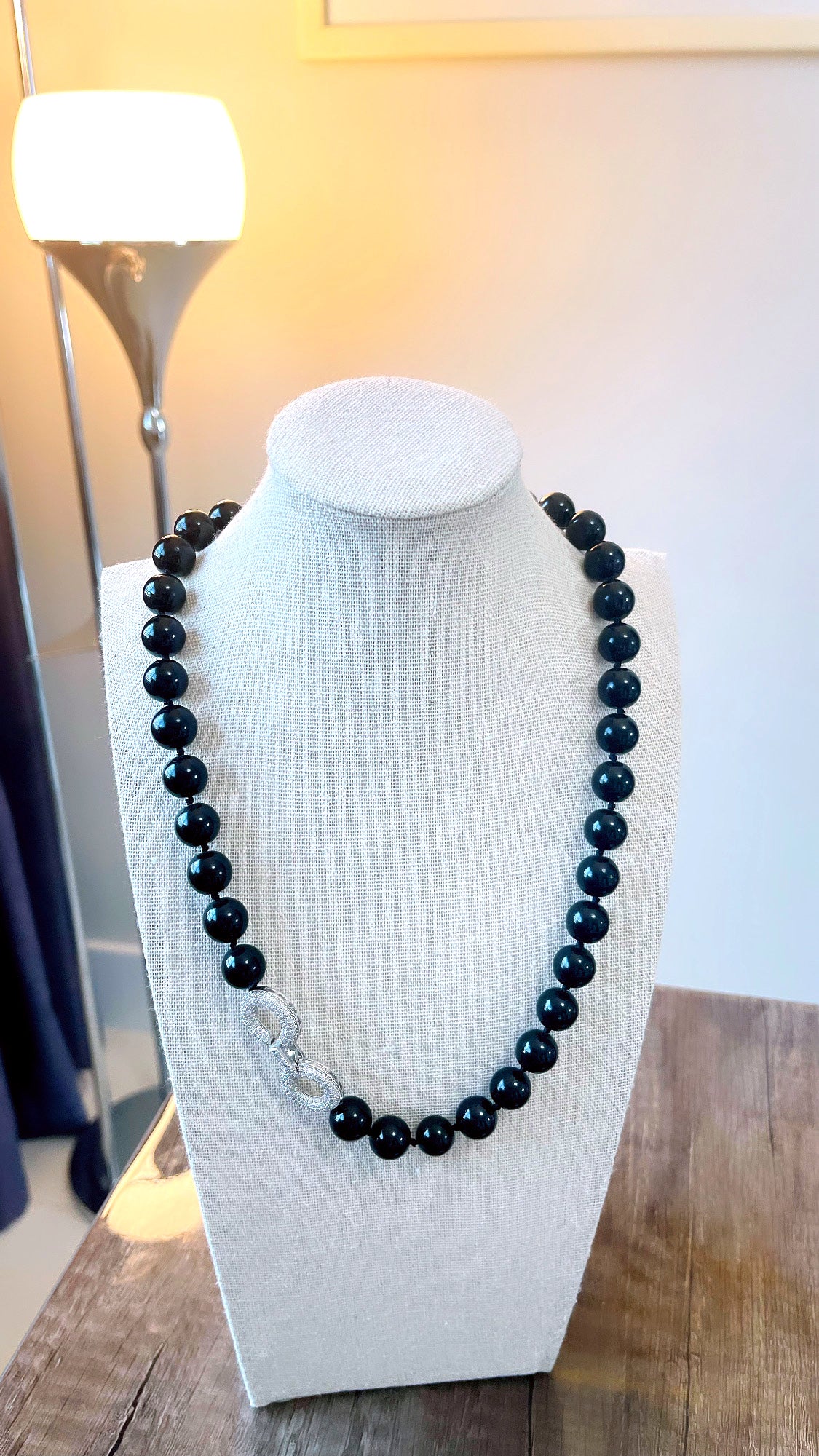Infinity Black Agate Necklace