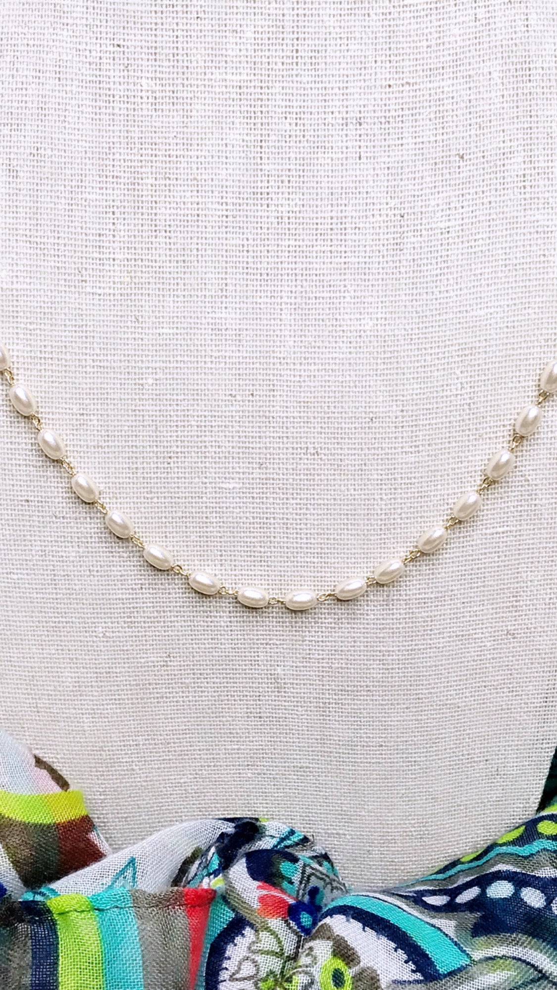 Long Oval Pearls Necklace