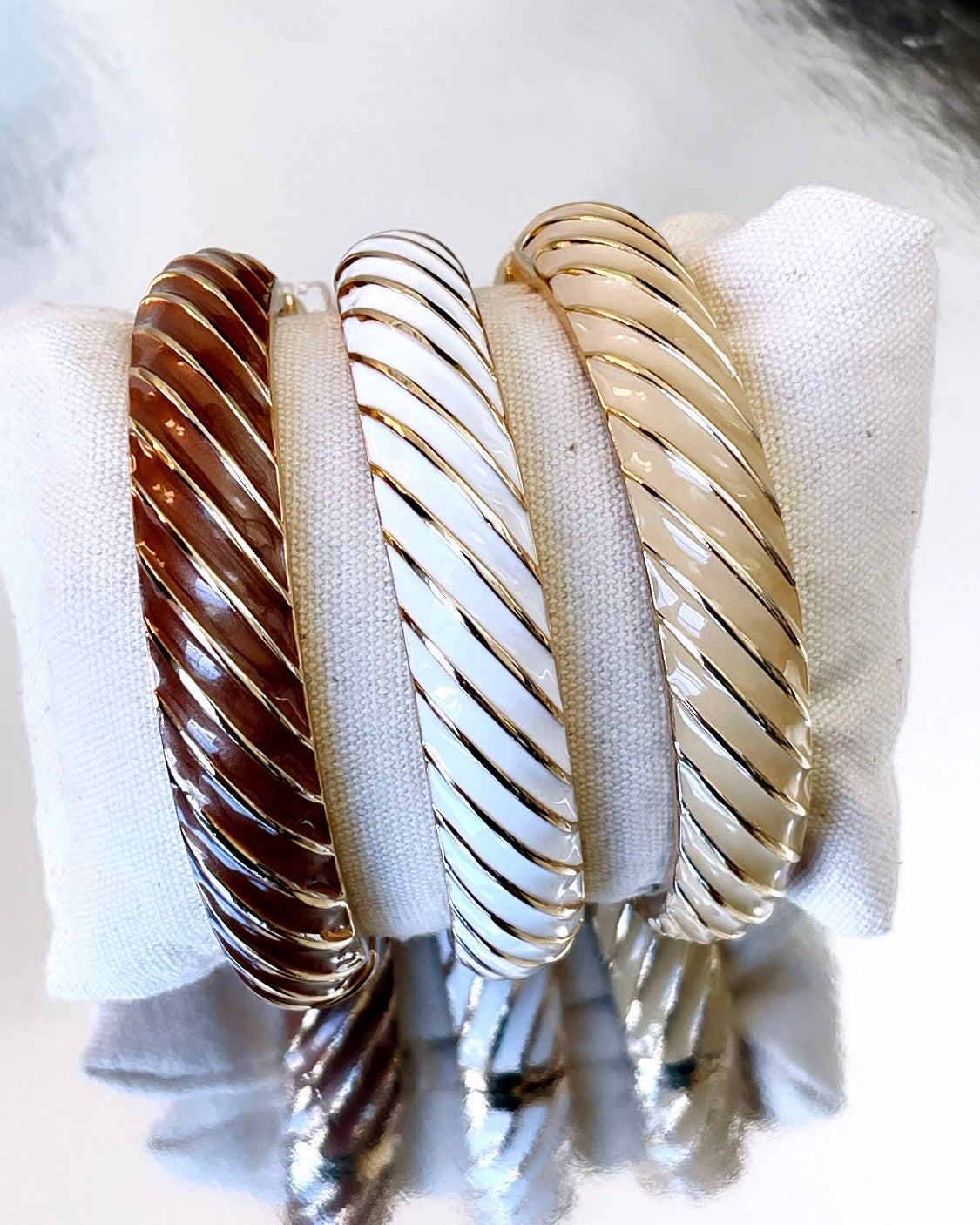 Enamel Striped Bangle Bracelet