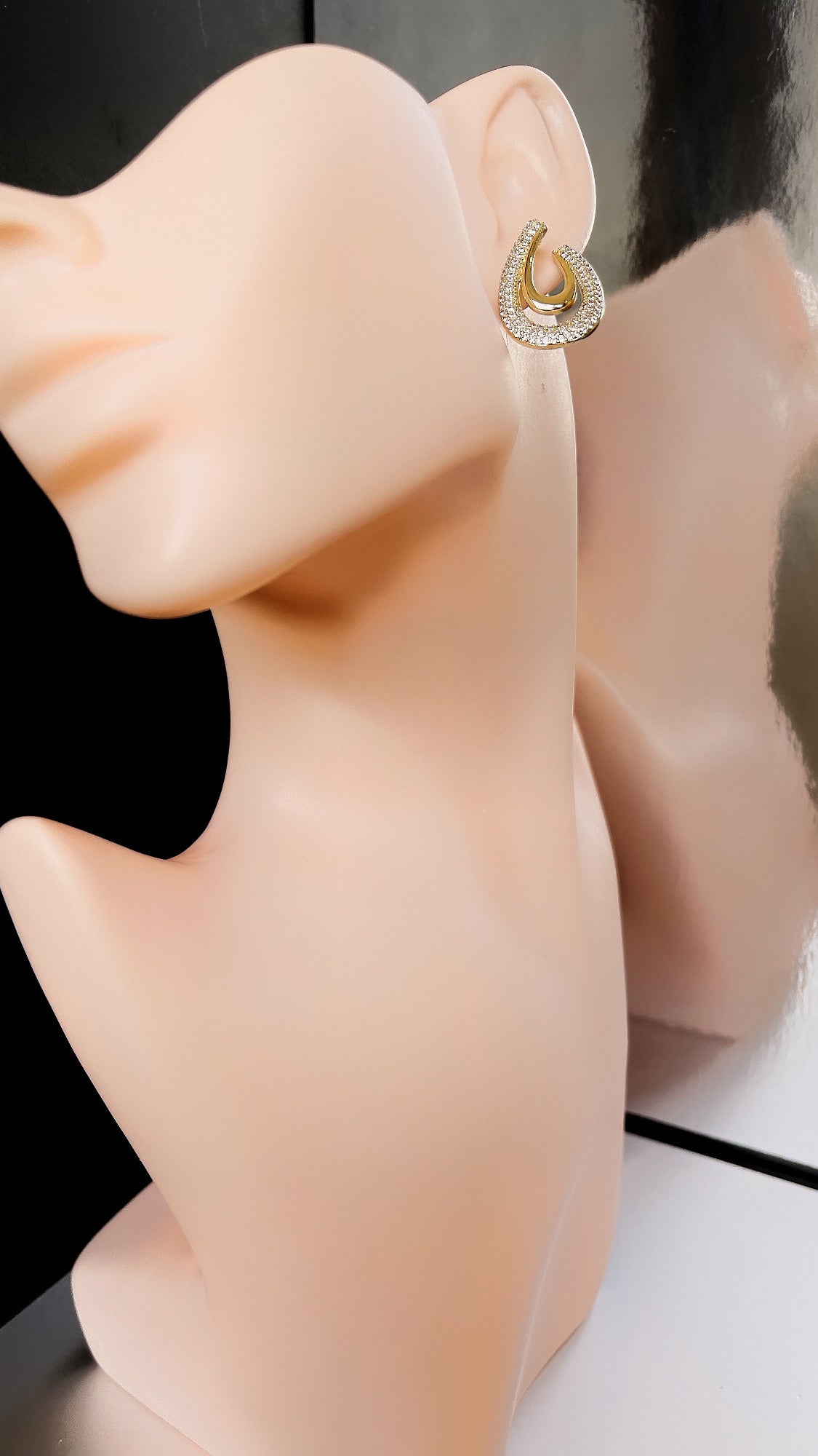 Hollow Pave Drop Earring