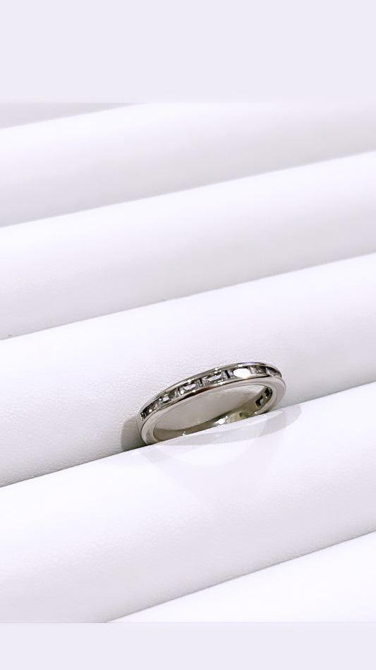 Zirconia Baguette Rhodium Band Ring