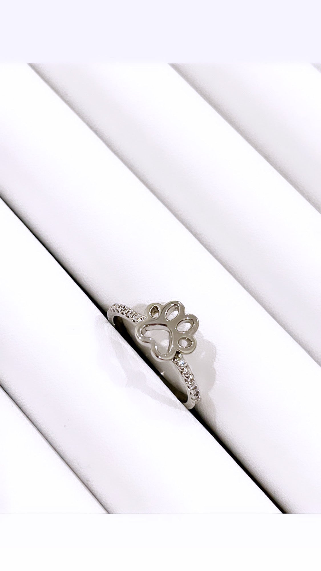 Pet Paw Rhodium Ring