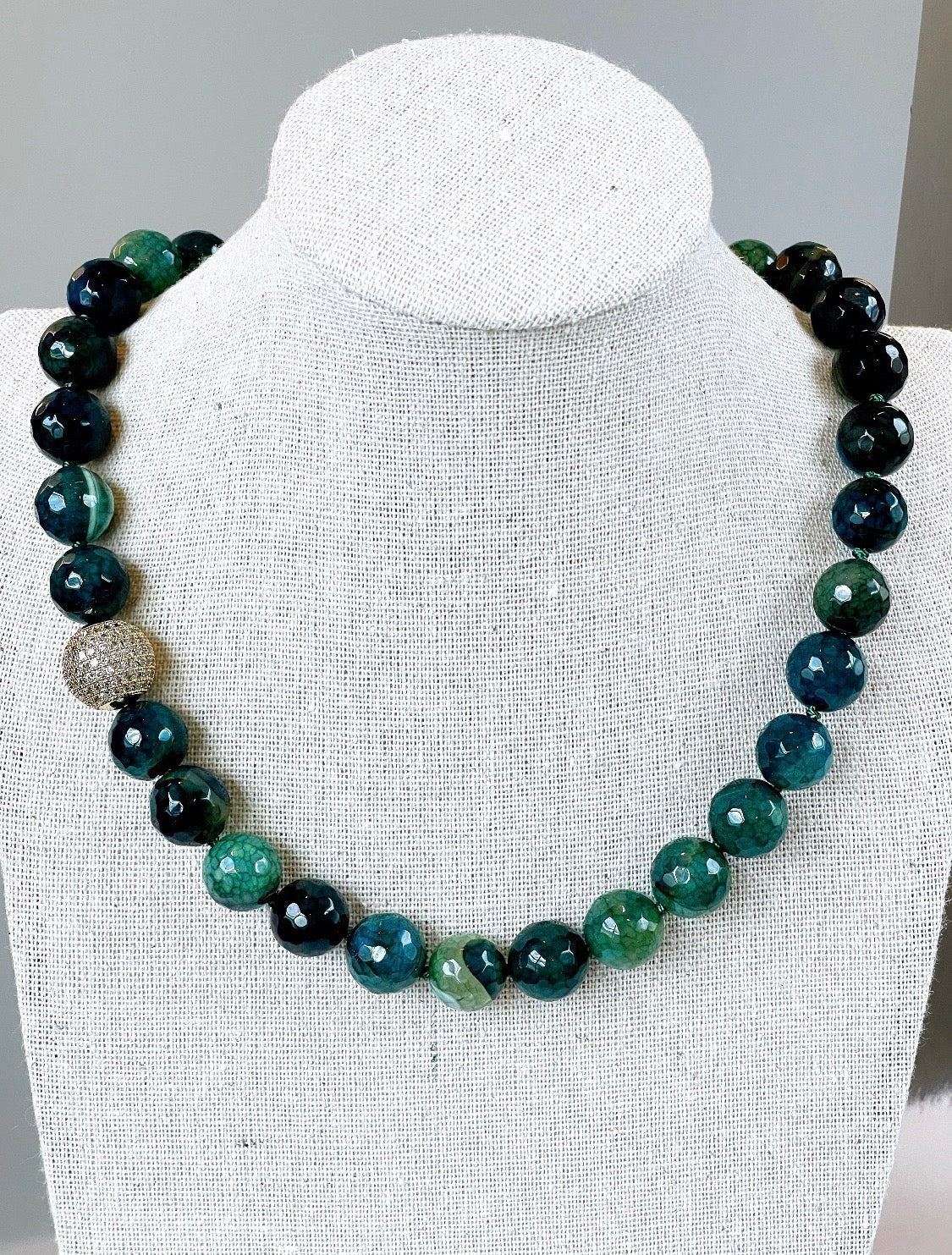 Pave Ball Agate Necklace