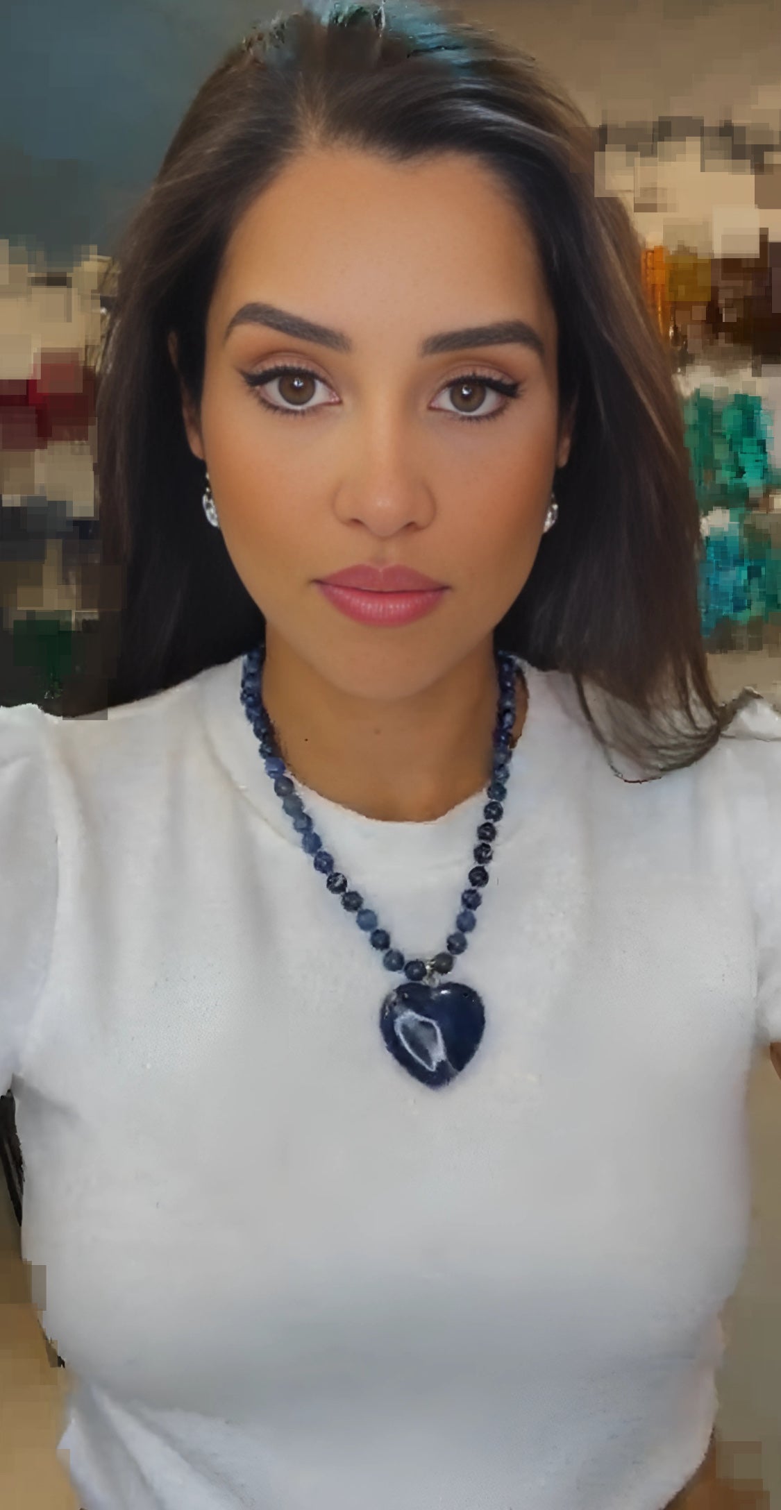 Blue Sodalite 8MM Heart Necklace