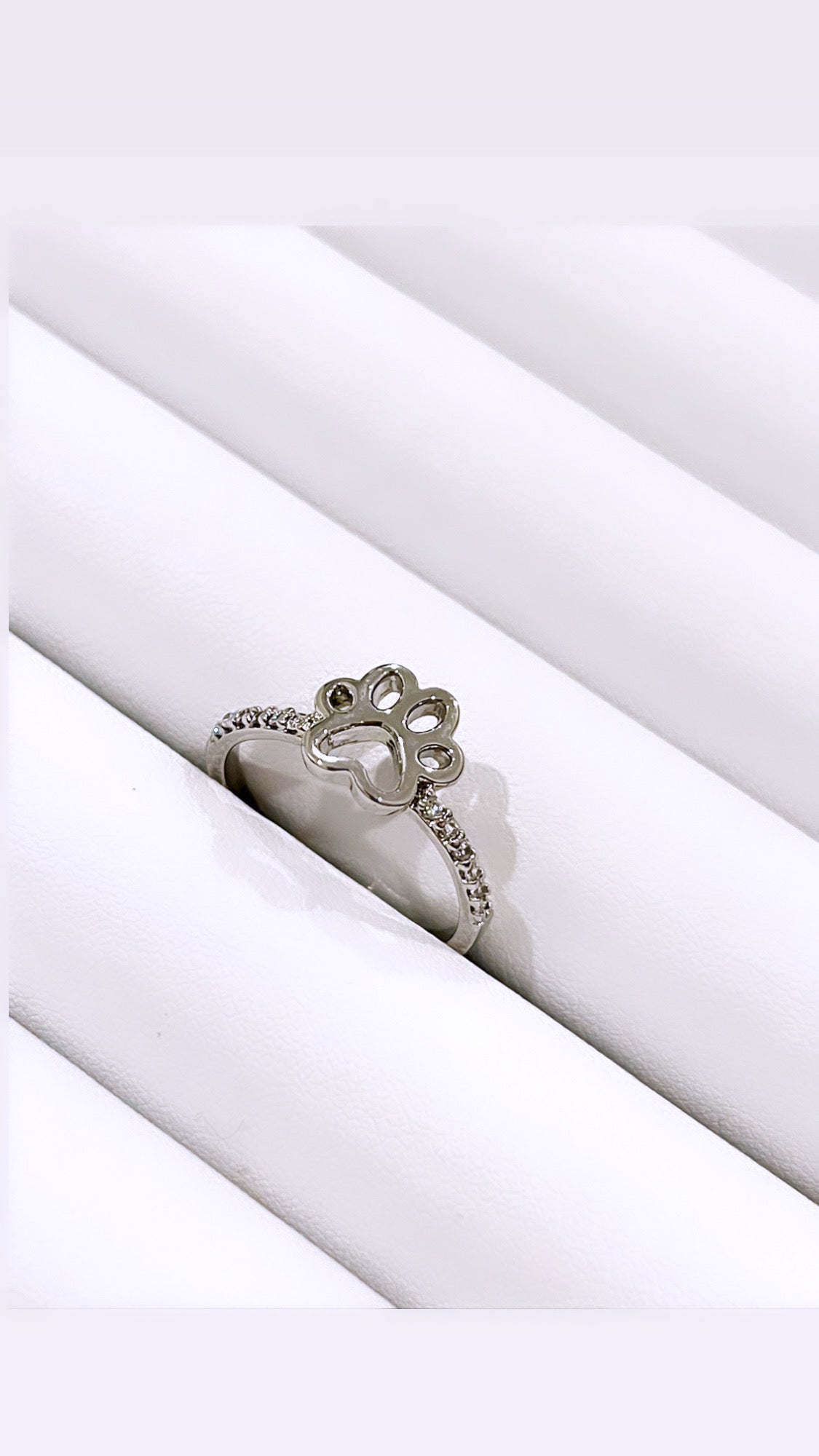 Pet Paw Rhodium Ring