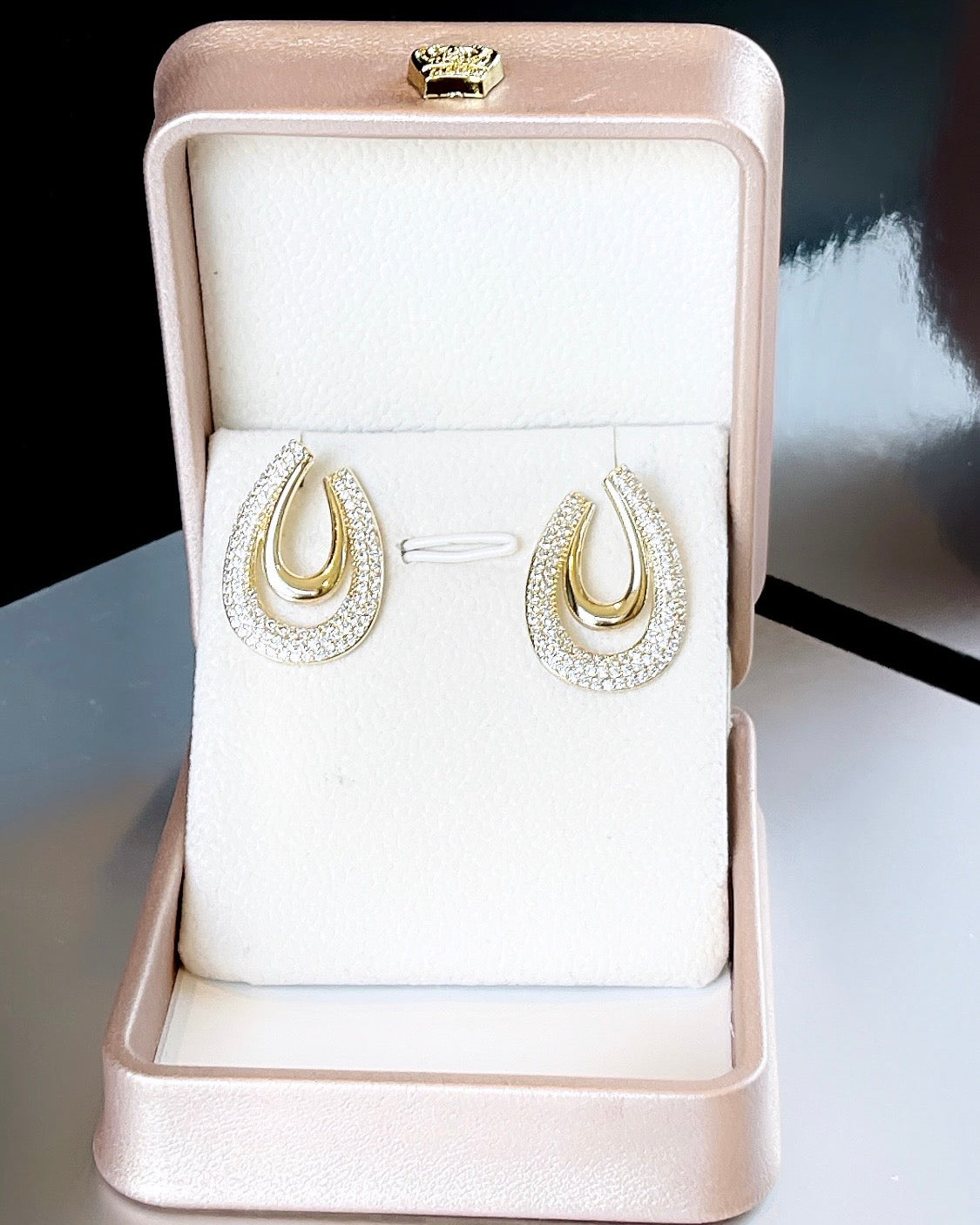 Hollow Pave Drop Earring