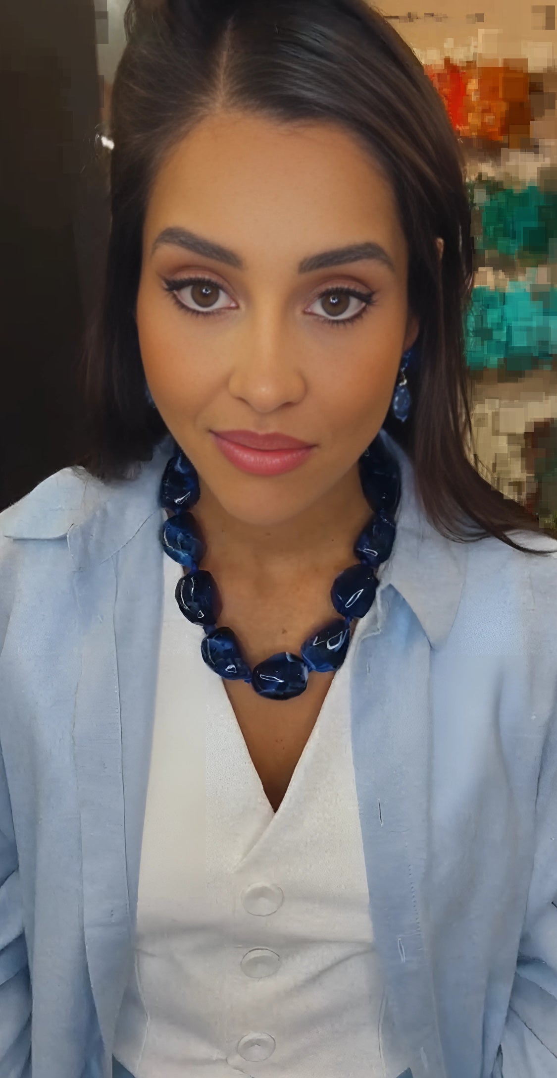 Resin 27MM Navy Blue Sodalite Necklace