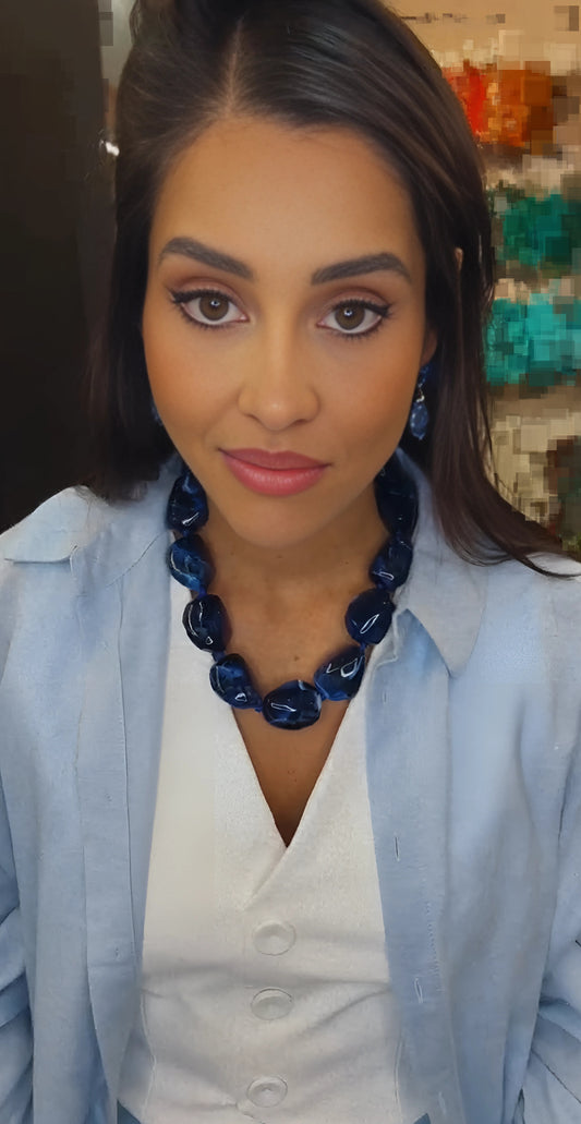 Resin 27MM Navy Blue Sodalite Necklace