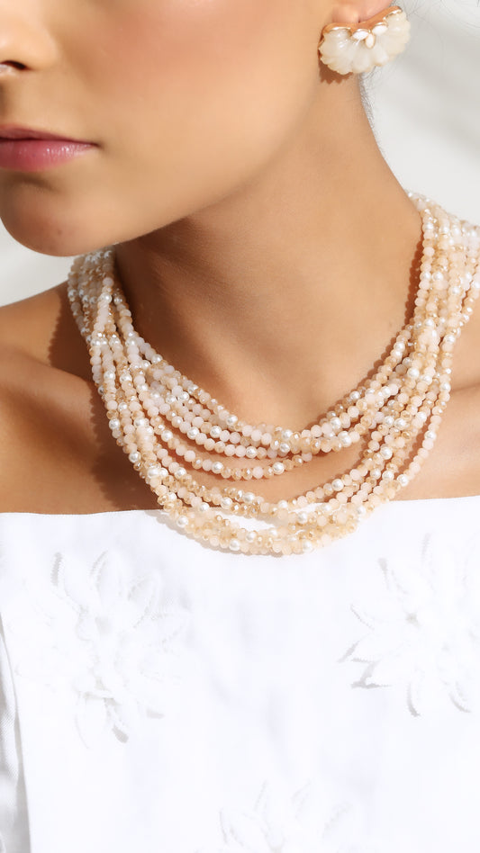 Pearl Coating Nude Torsade Necklace