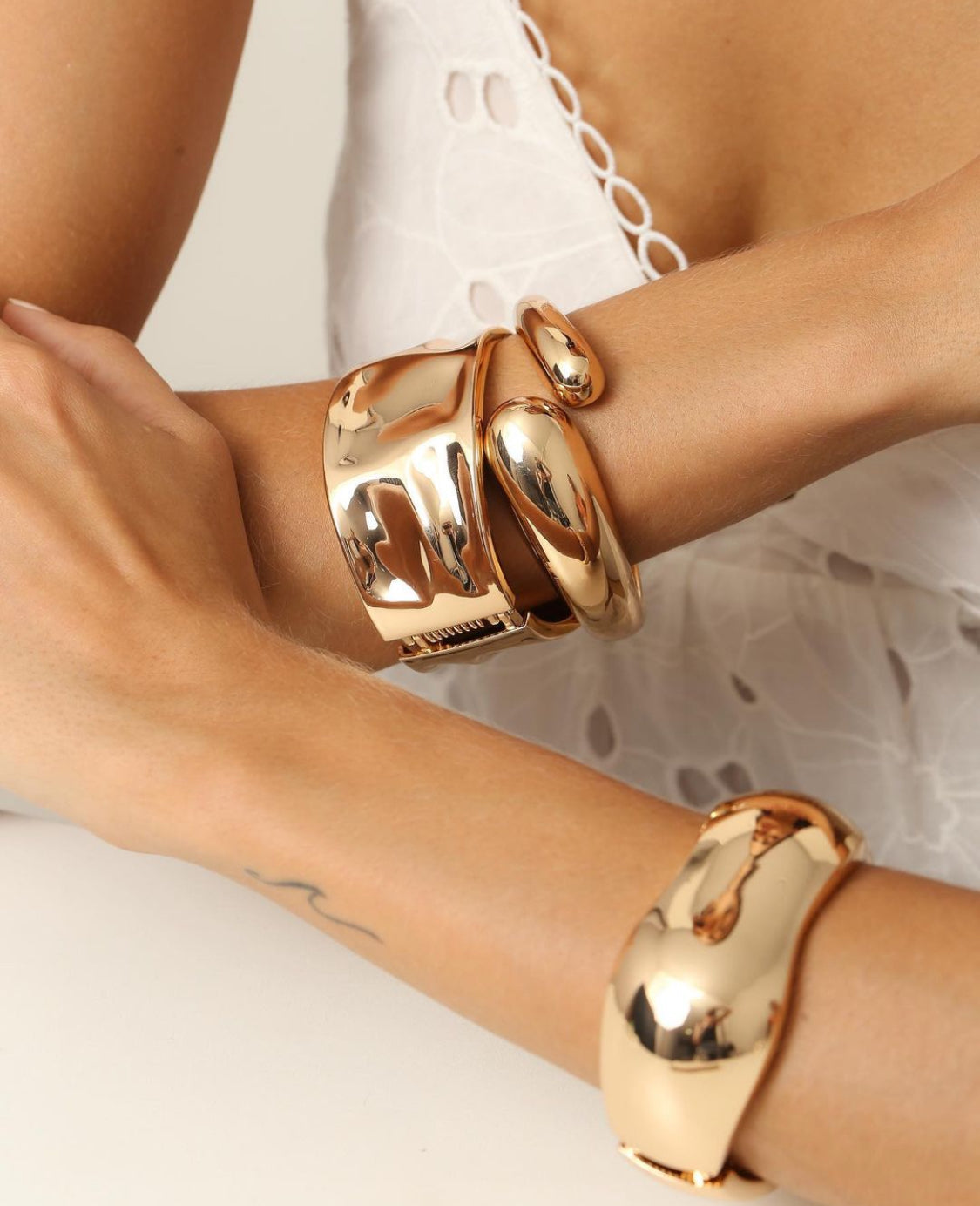 Organic Domed Drop Cuff Bracelet