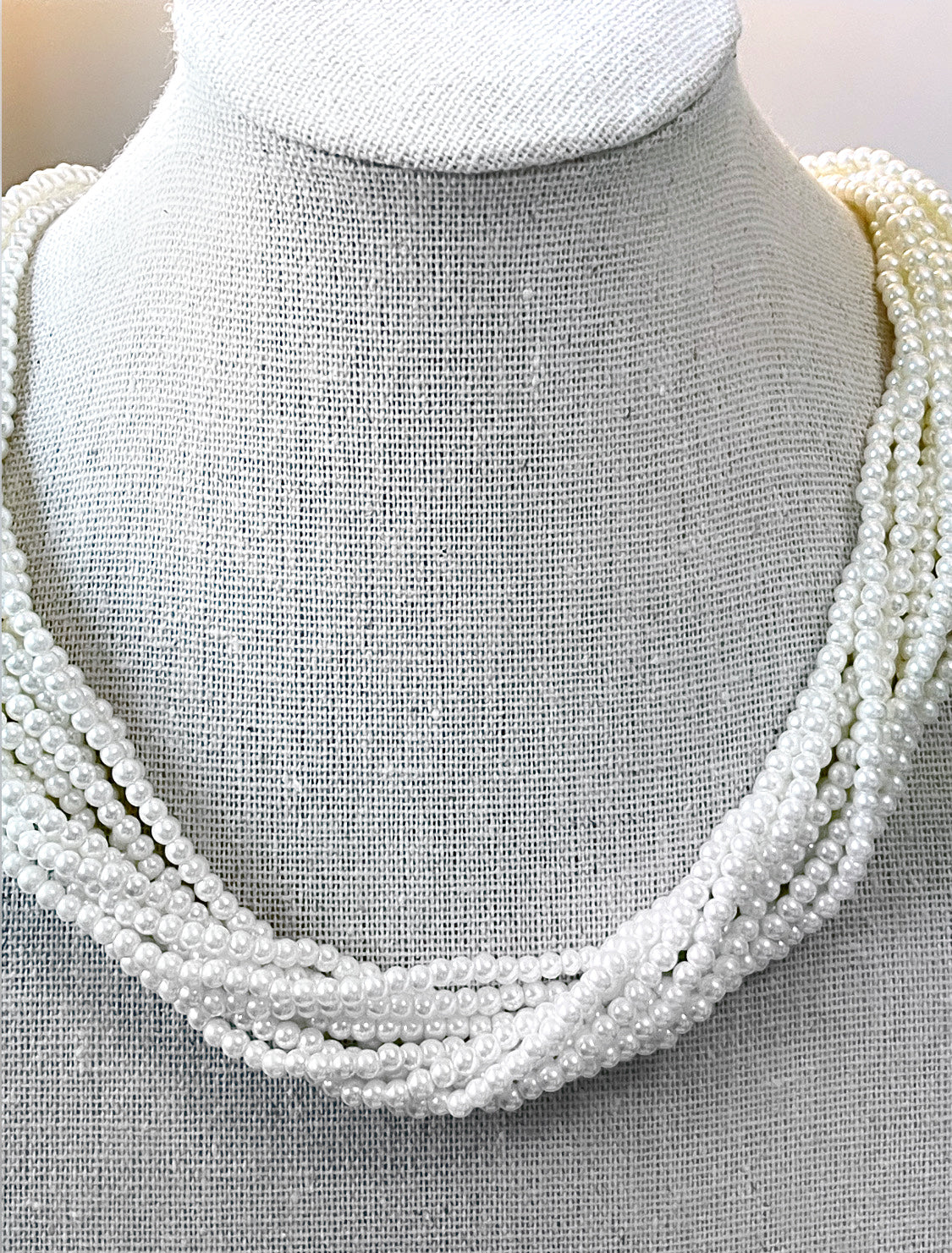 10 Layer Shell Pearl Torsade Necklace