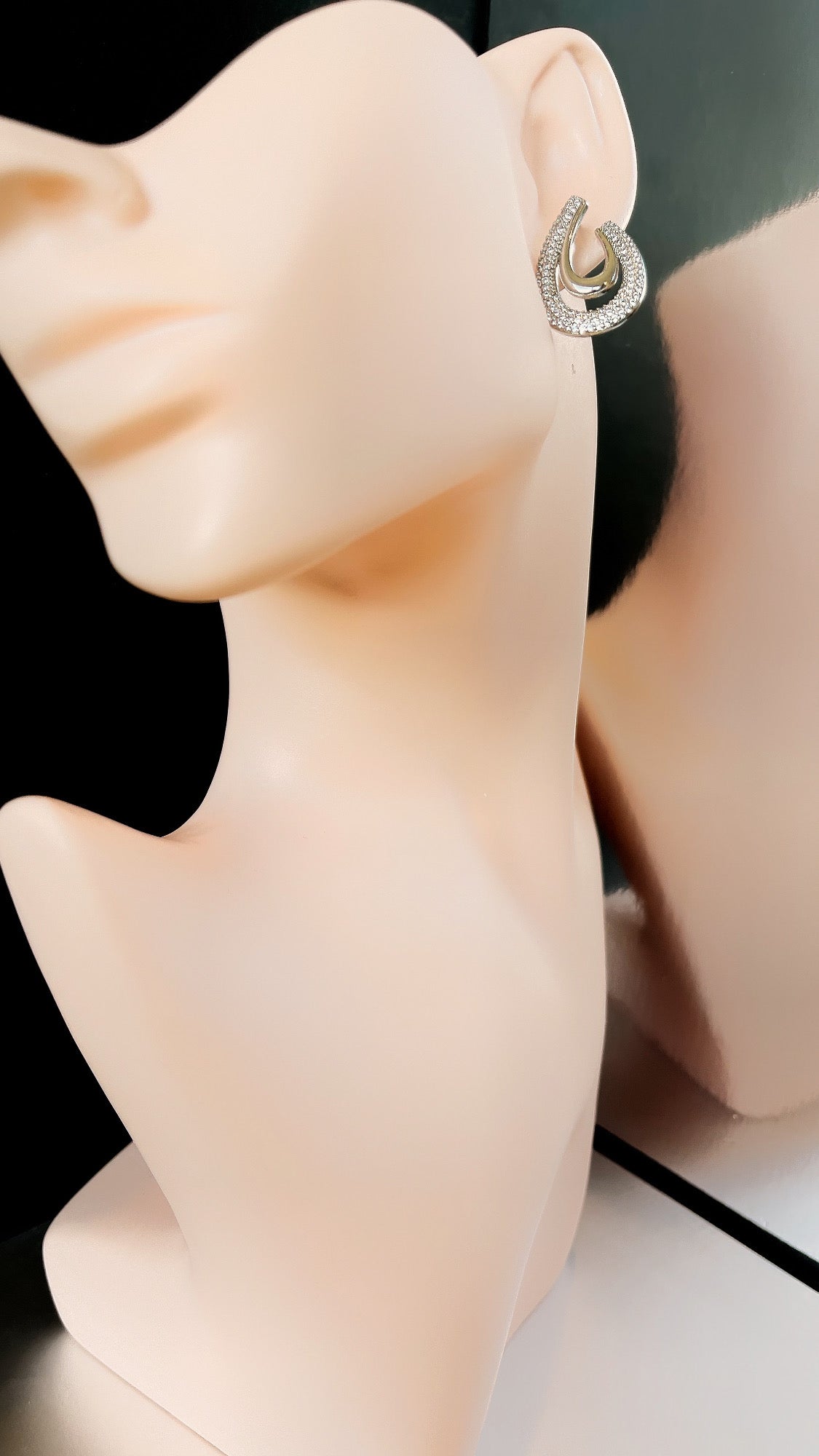 Hollow Pave Drop Earring