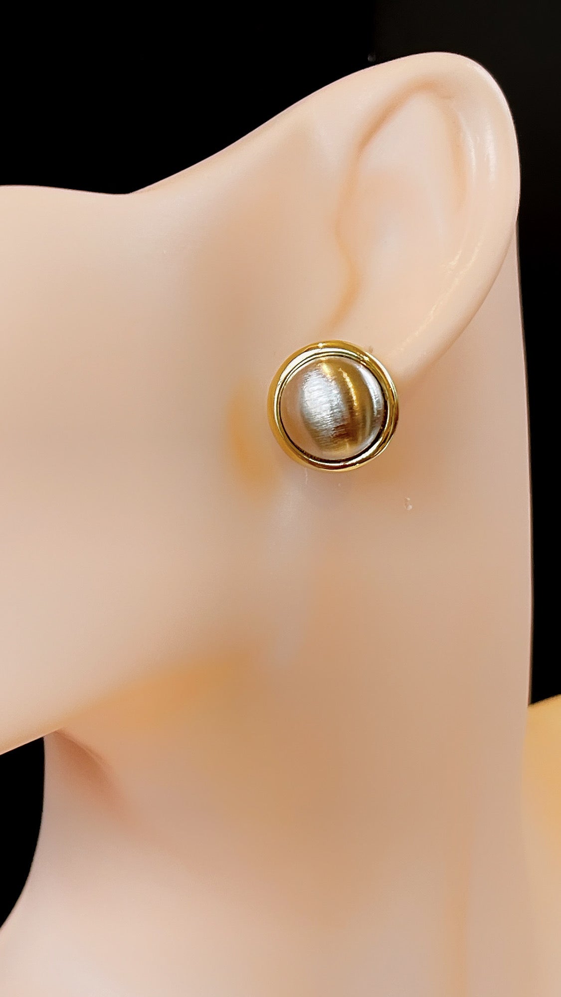 Small Mix Metal Satin Button Earring