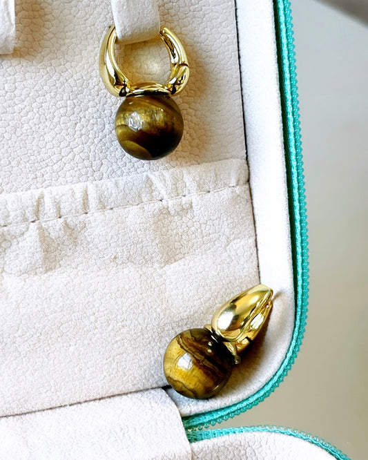 12MM Ball GemStone Earring Hoop