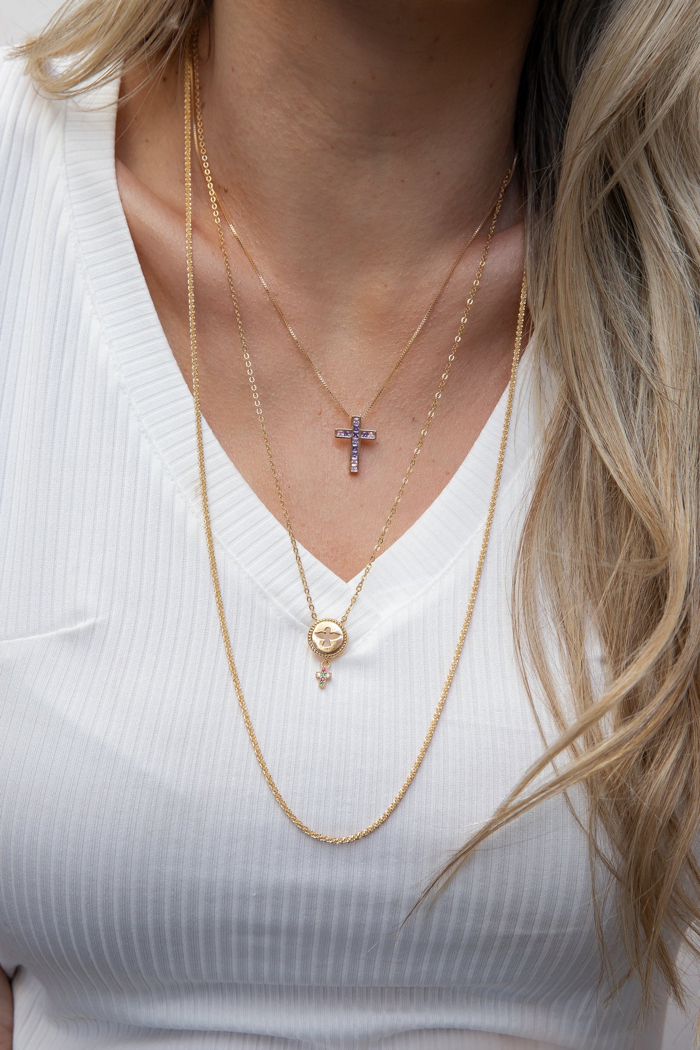 Petit Zirconia Diamond Cross Necklace
