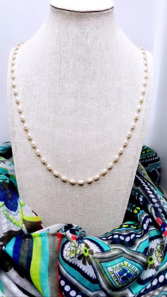 Long Oval Pearls Necklace