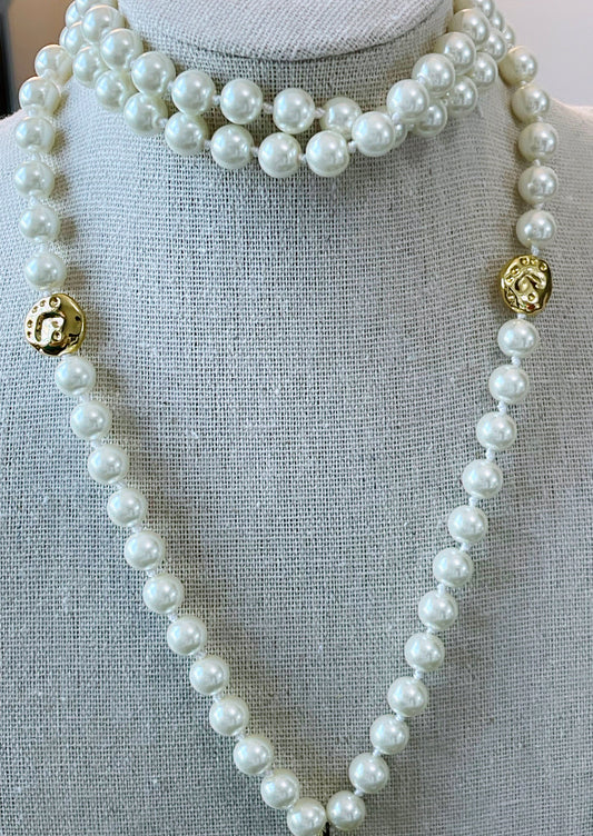 Long 8MM Shell Pearl Tassel Necklace