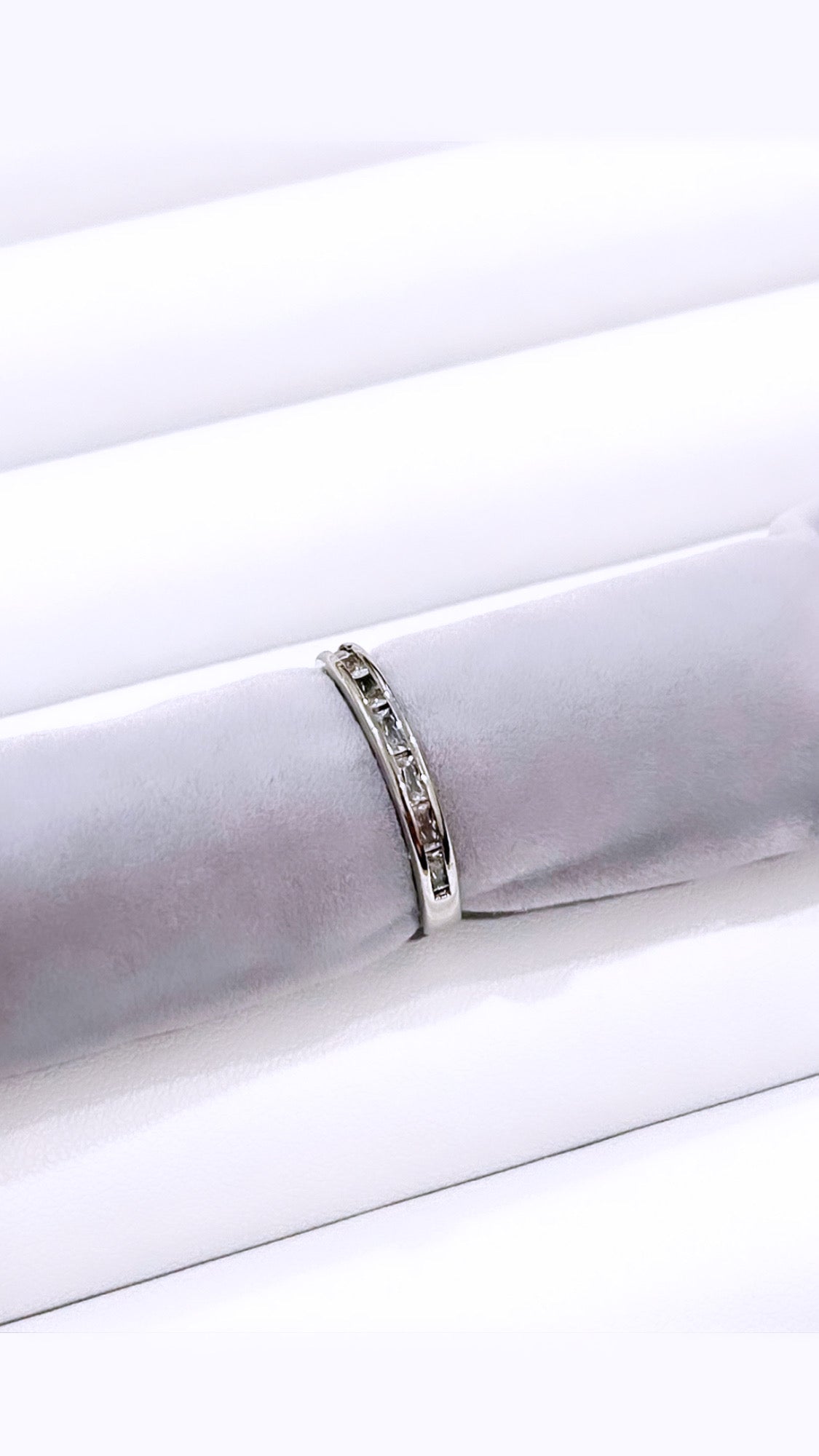 Zirconia Baguette Rhodium Band Ring
