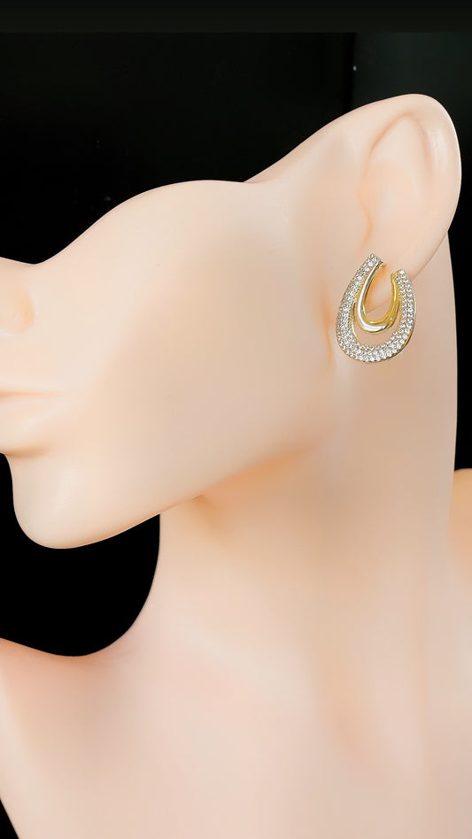 Hollow Pave Drop Earring