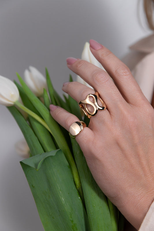 Glossy Oval Open Ring