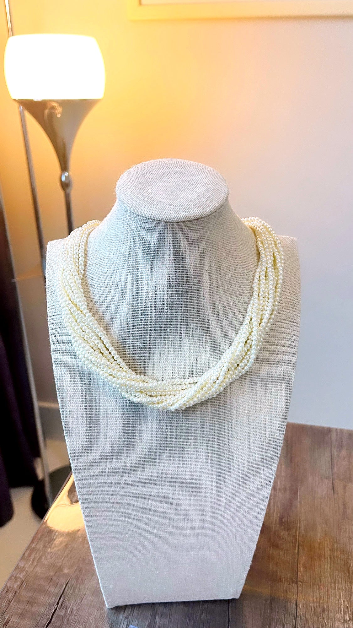 10 Layer Shell Pearl Torsade Necklace