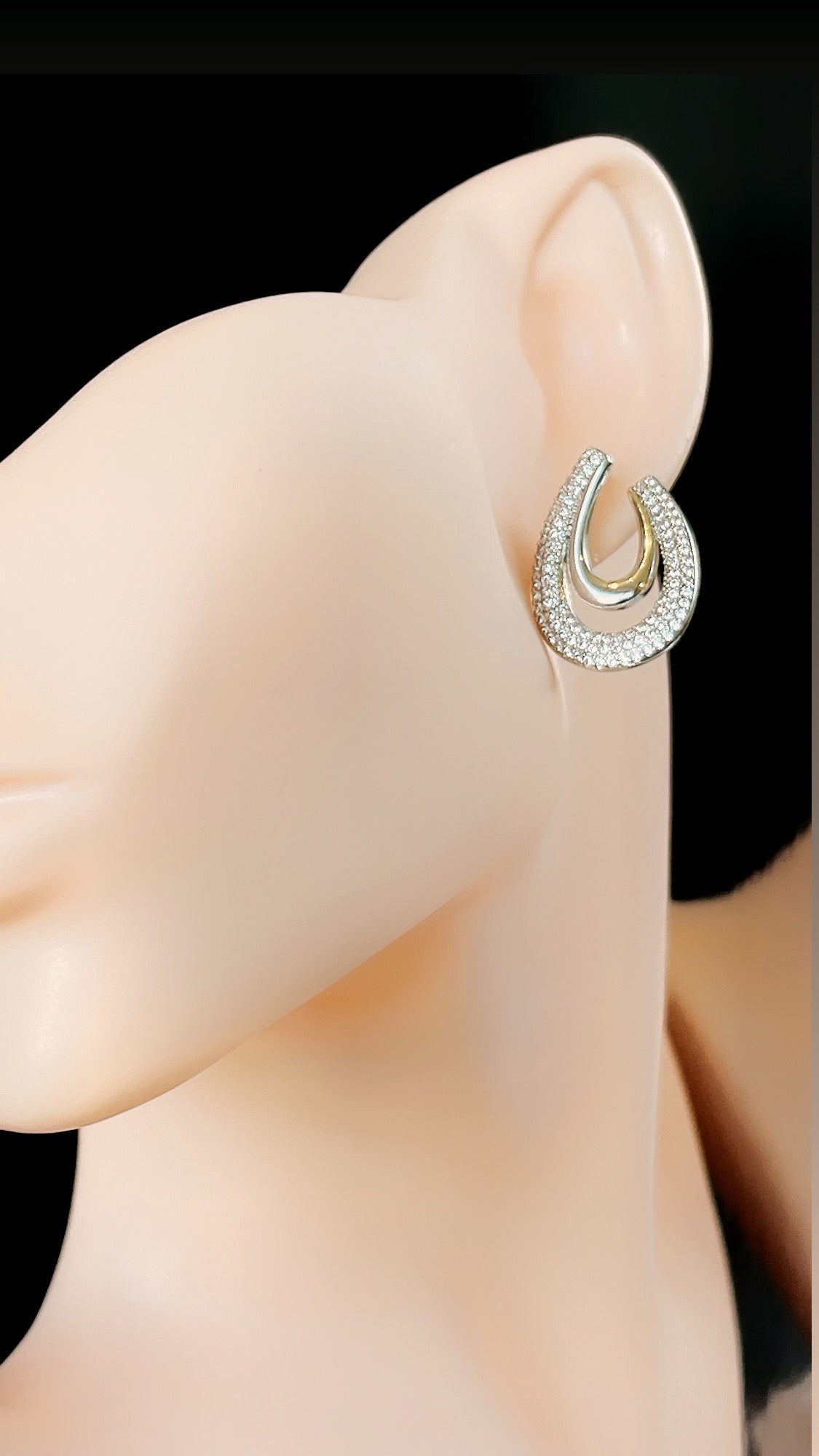 Hollow Pave Drop Earring