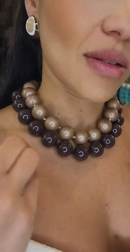 Resin 20MM Brown Balls Necklace