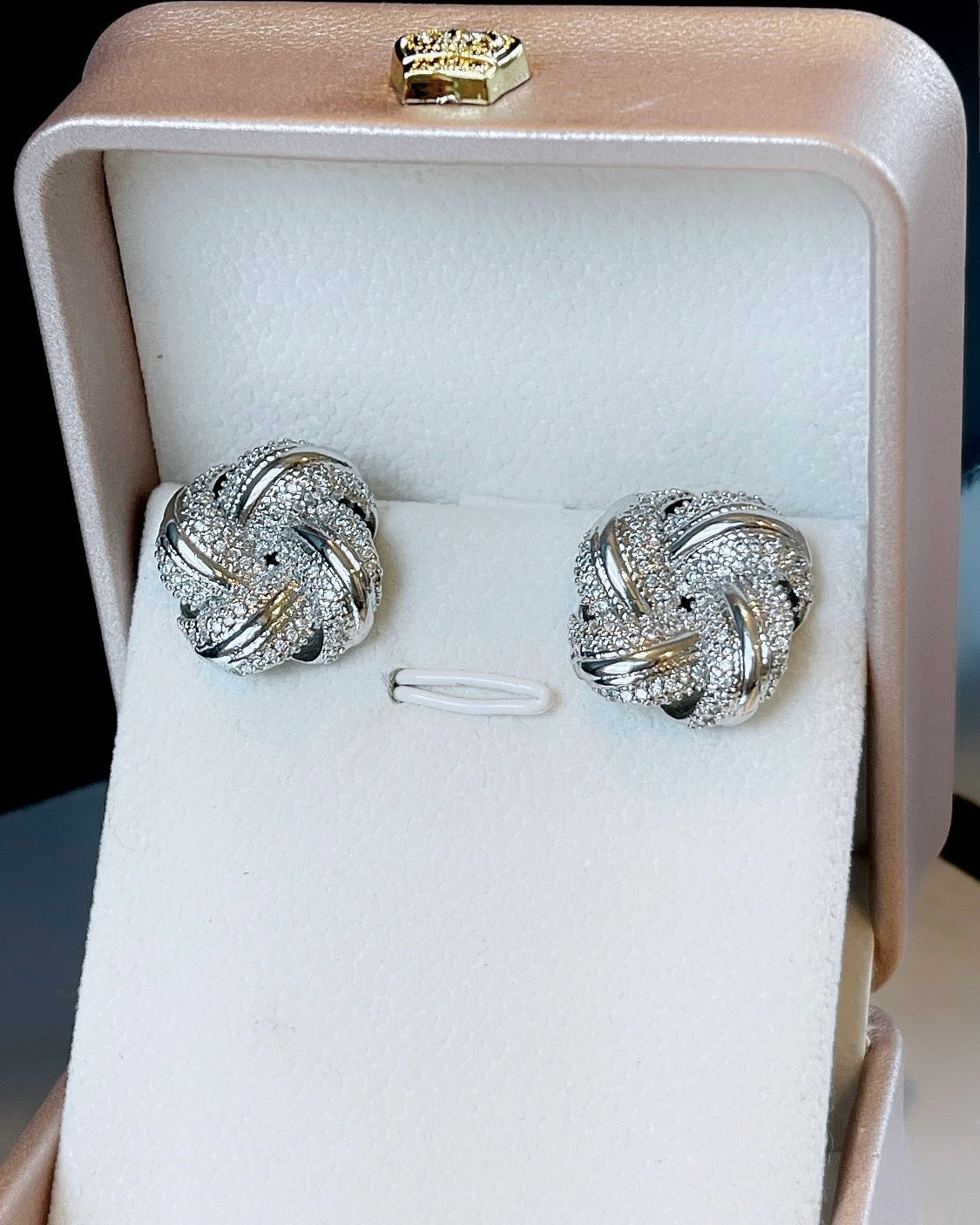 Rhodium Pave Swirl Earring