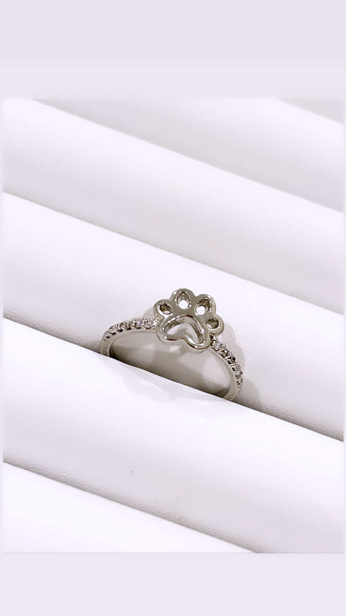 Pet Paw Rhodium Ring