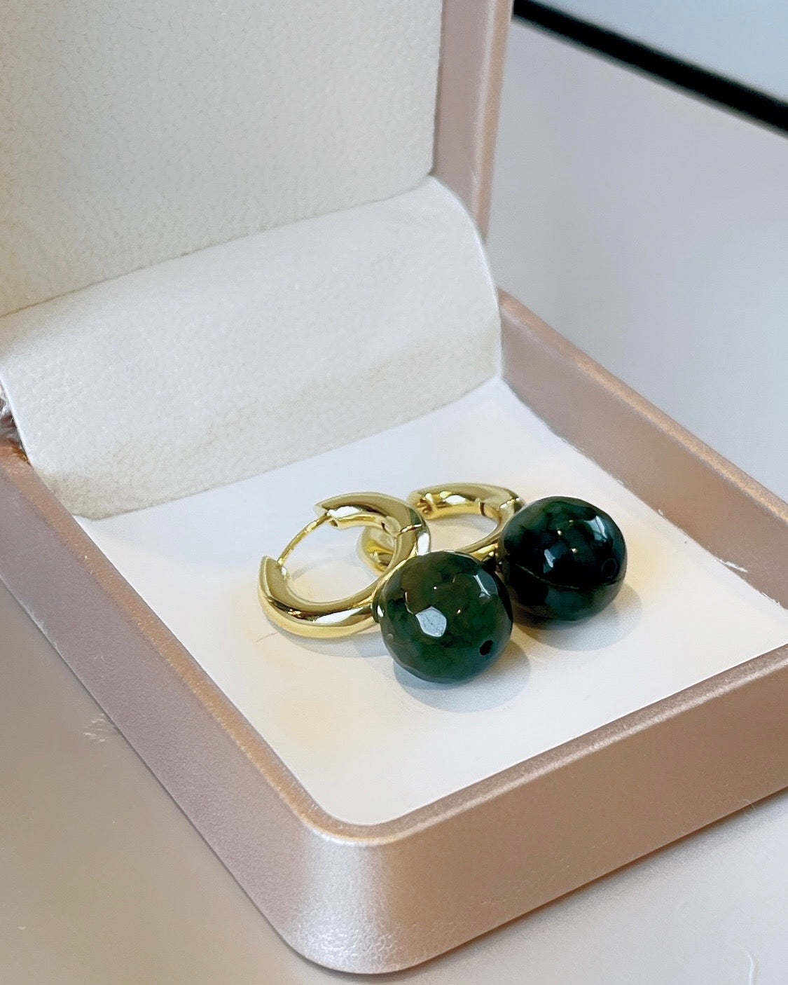 12MM Ball Jade Gemstone Earring Hoop