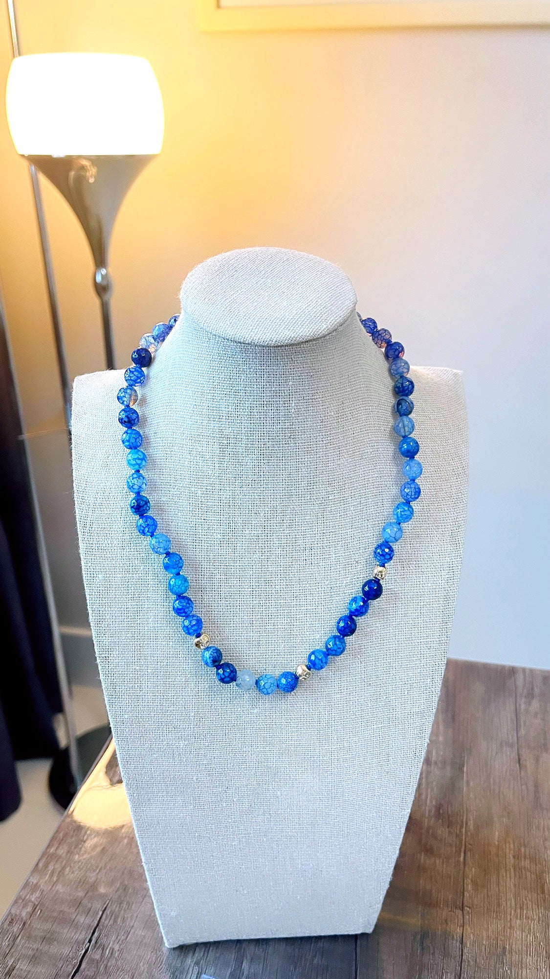 Crackle Blue Quartz 8MM Necklace