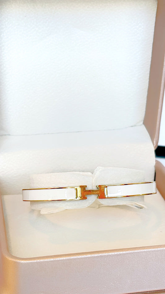 H Designer Enamel Bangle Bracelet