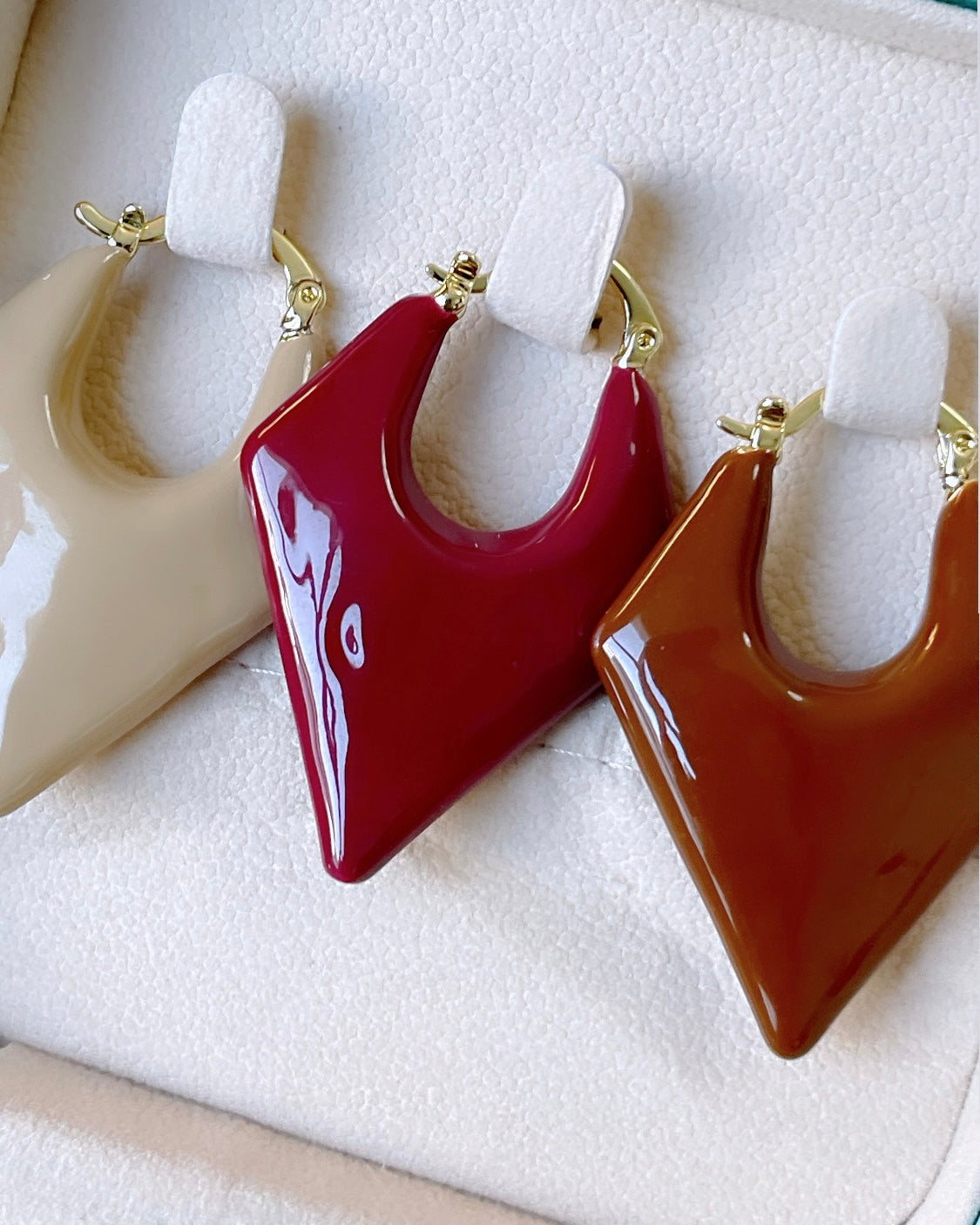 Enamel Triangle Earring Hoop