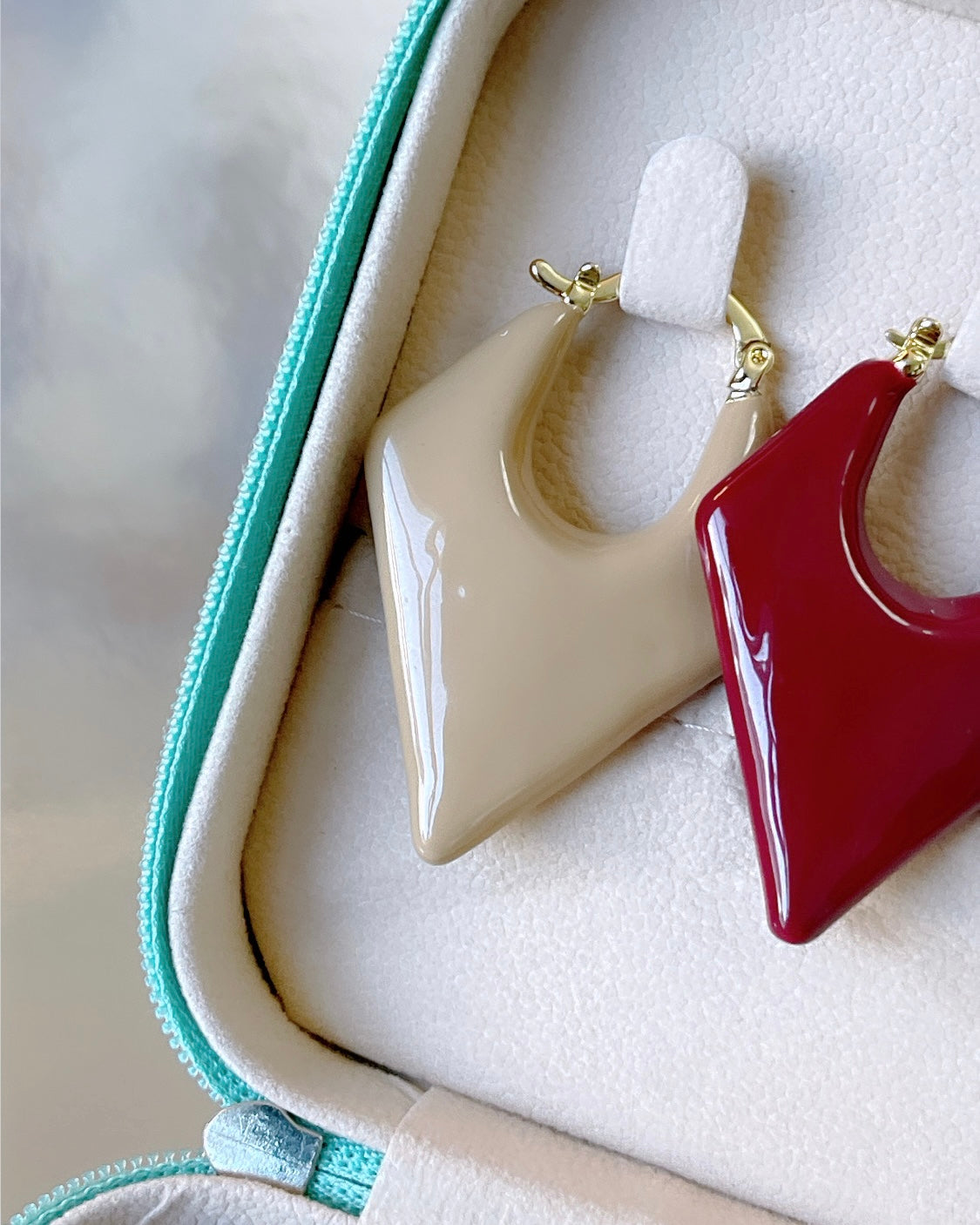 Enamel Triangle Earring Hoop